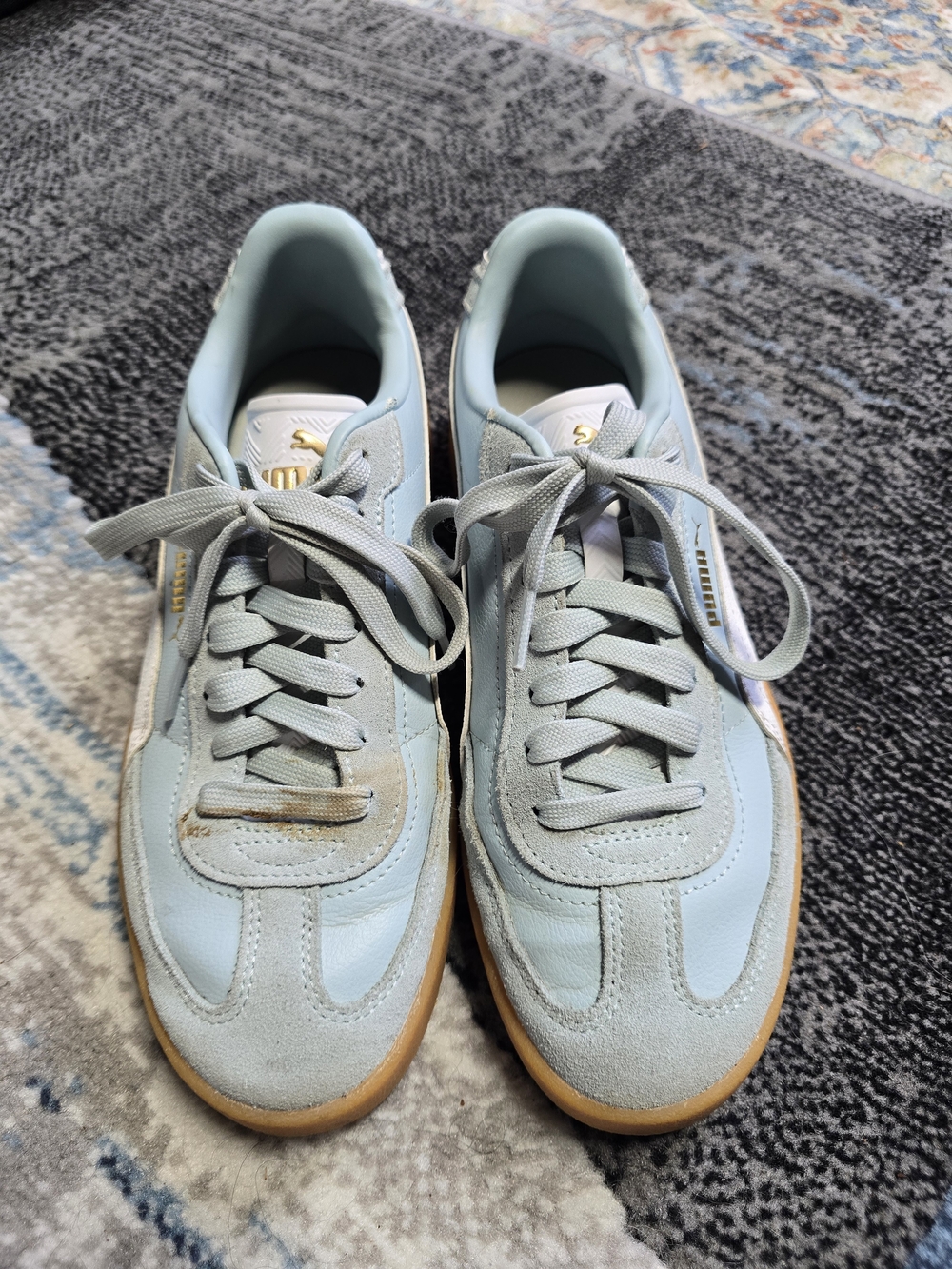 Puma Palermo Sneakers Light Baby Blue / White Gum Sole – Women’s Size 8